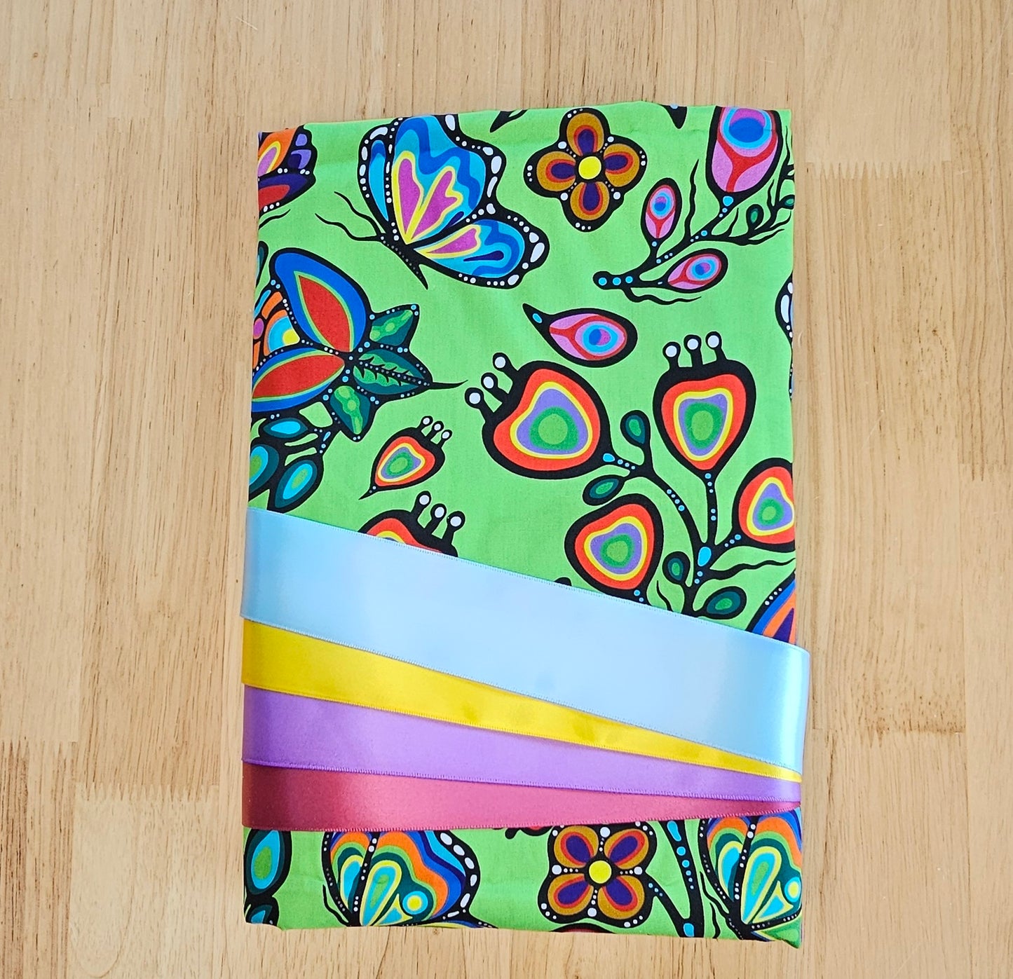 Ribbon Skirt Kits - Memengwa Floral Lime