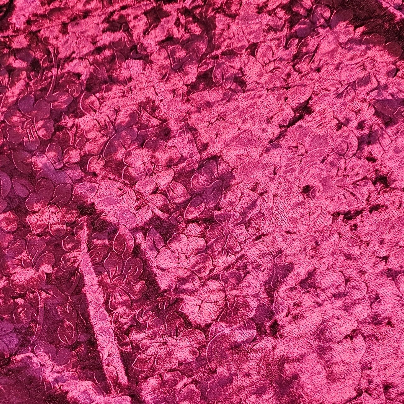 Stretch Velvet - Embossed Floral Wine
