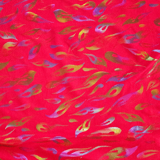 Dancewear Spandex - Rainbow Flames - Red
