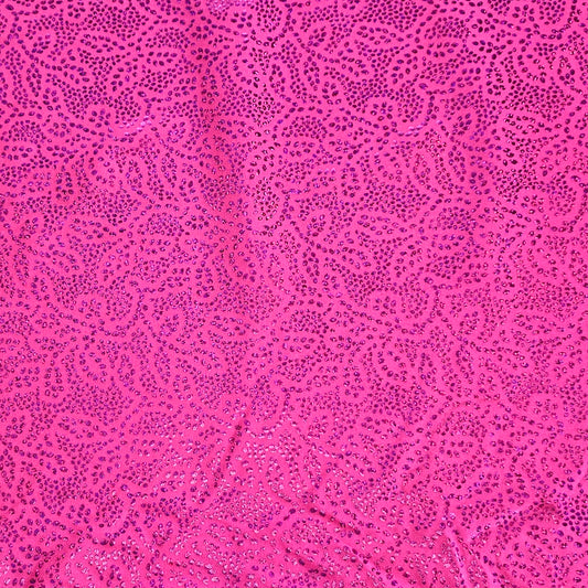 Dancewear Spandex - Foil Floral - Hot Pink