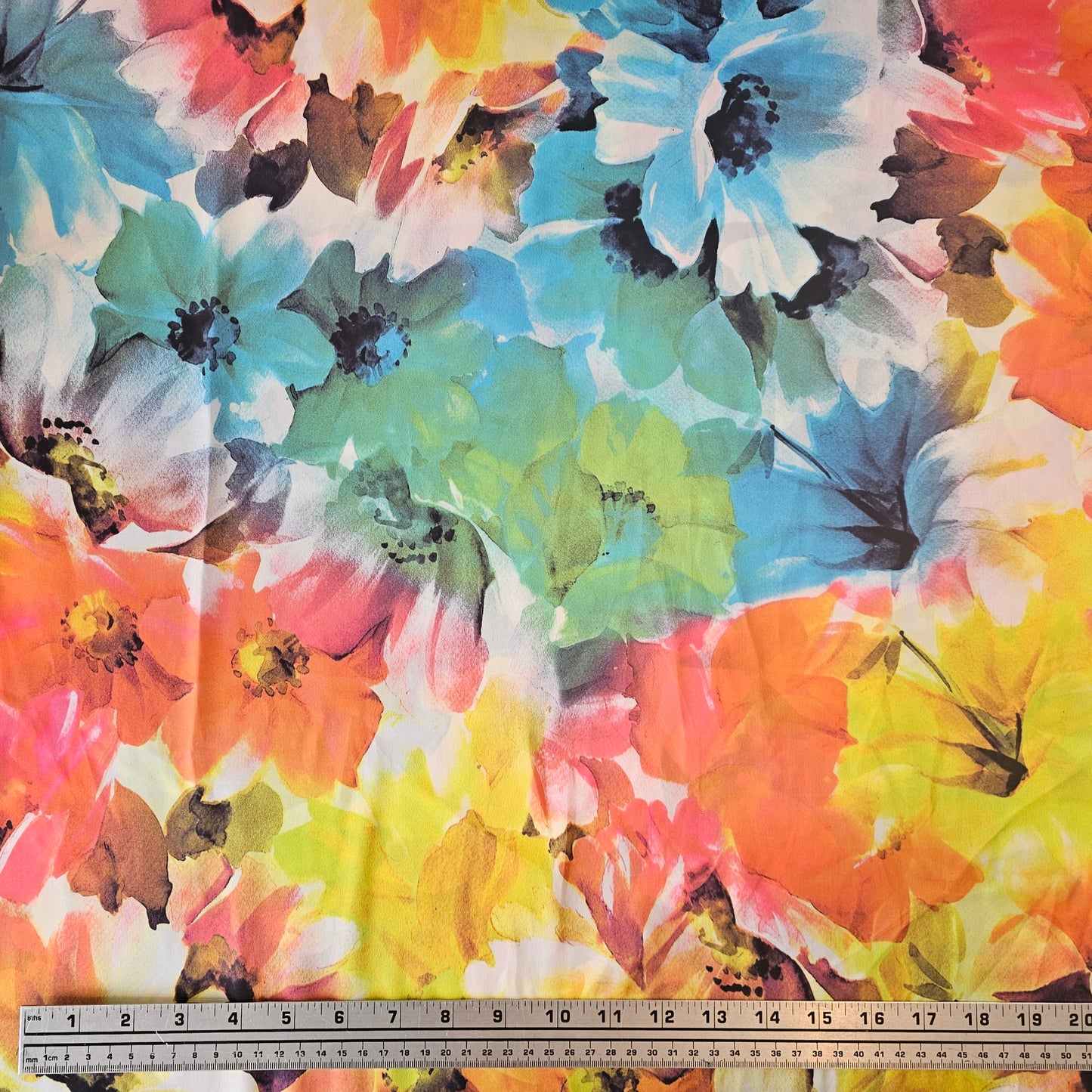 Floral Printed Satin - Multi - Roll End