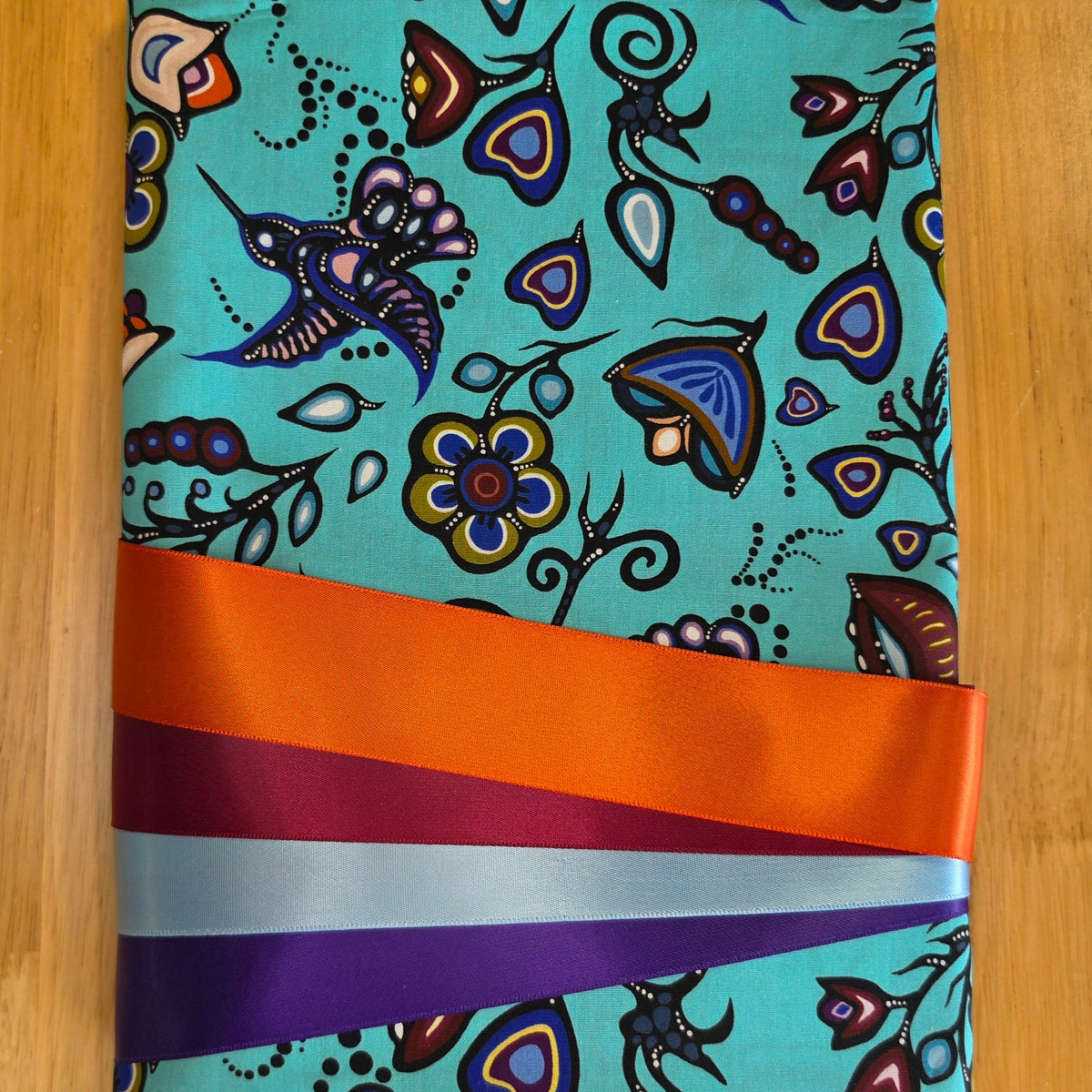 Ribbon Skirt Kits - Hummingbirds - Sea Foam - 104
