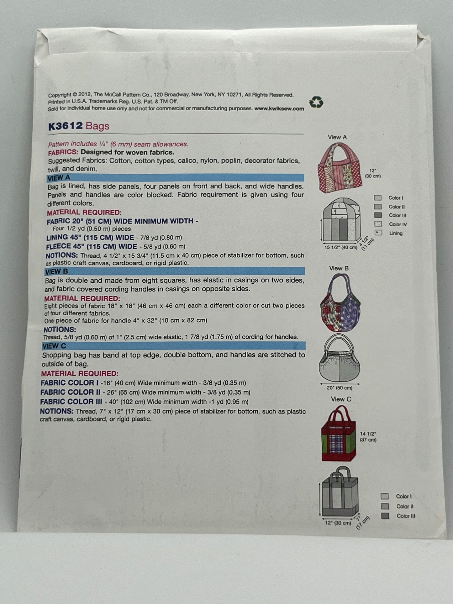 K3612 - Pattern Bags