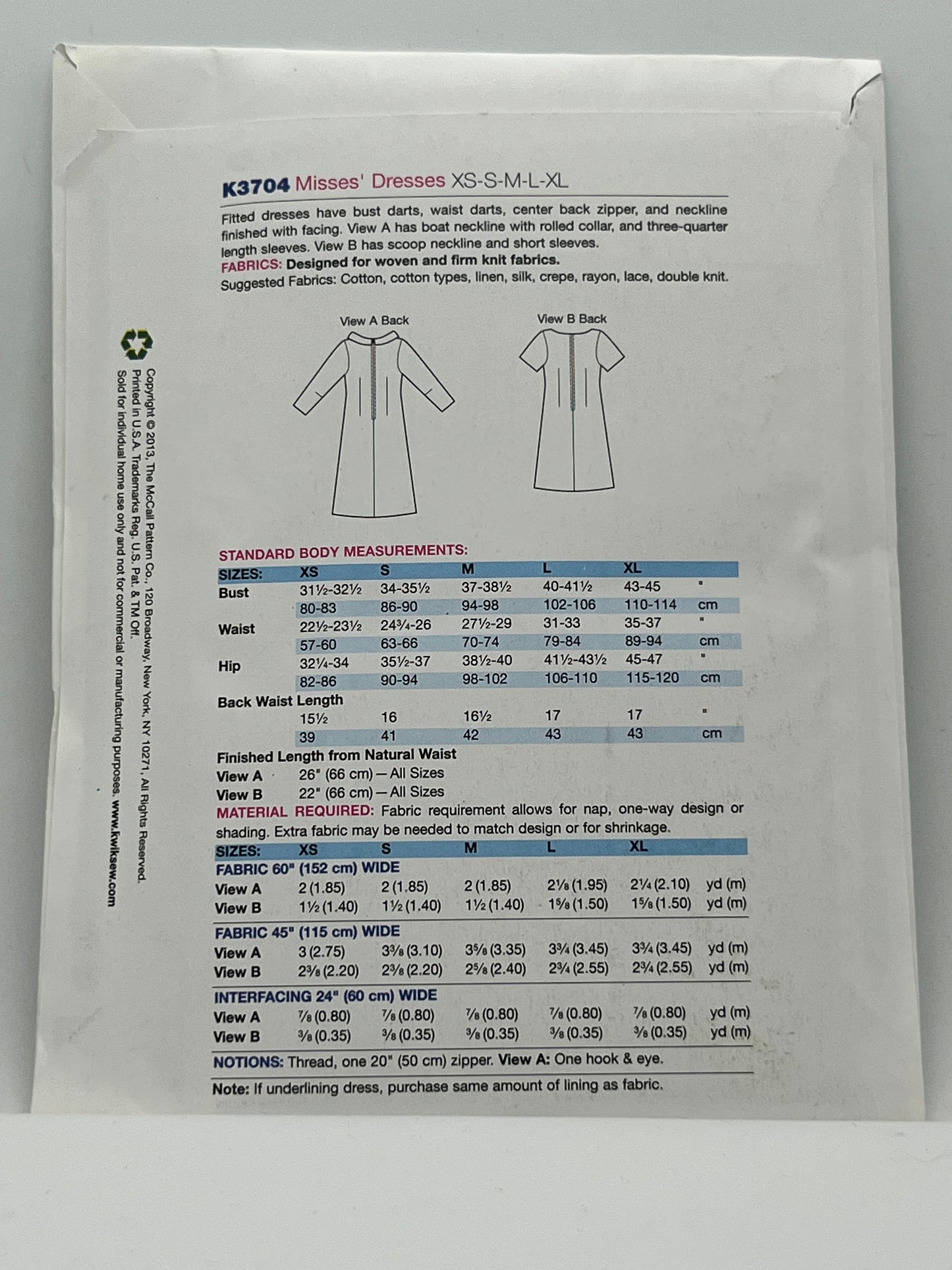 K3704 - Misses' Dresses