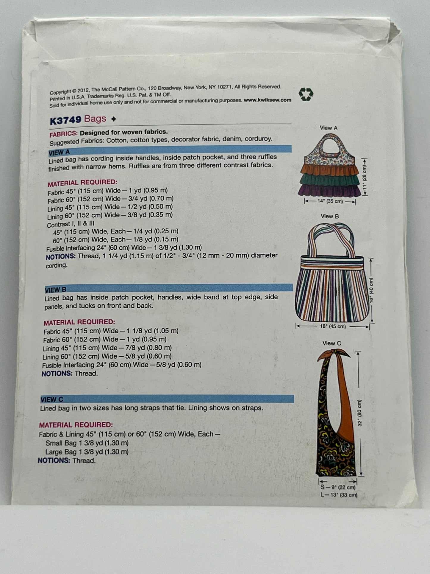 K3749 - Pattern Bags