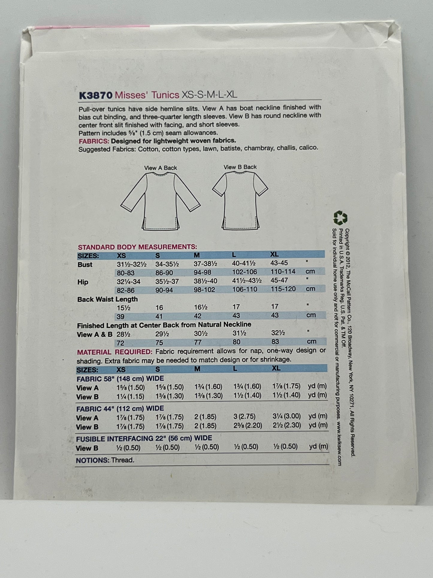 K3870 - Misses' Tunic