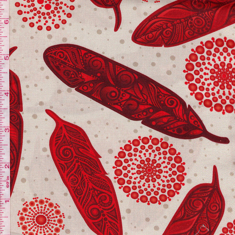 Jackie Traverse Ojibway Feathers - Red
