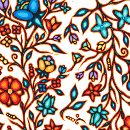 Jackie Traverse Ojibway Florals 2 - White - Roll End