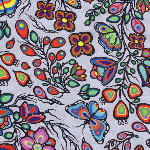 Jackie Traverse Ojibway Florals: Butterfly - Silver