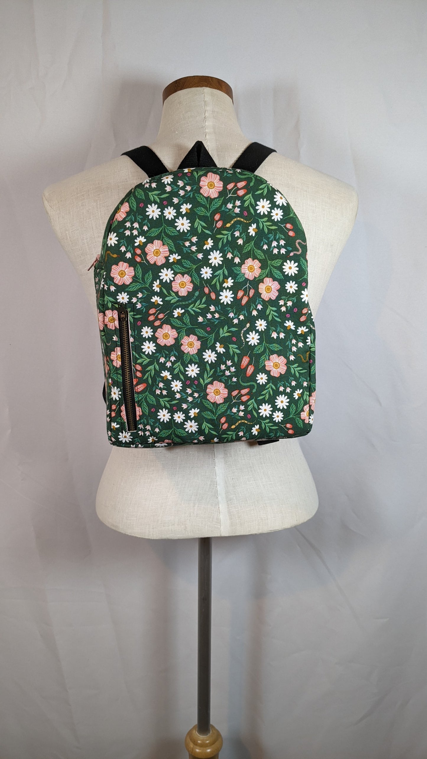 Mini Back Pack Floral & Snakes Dark Green