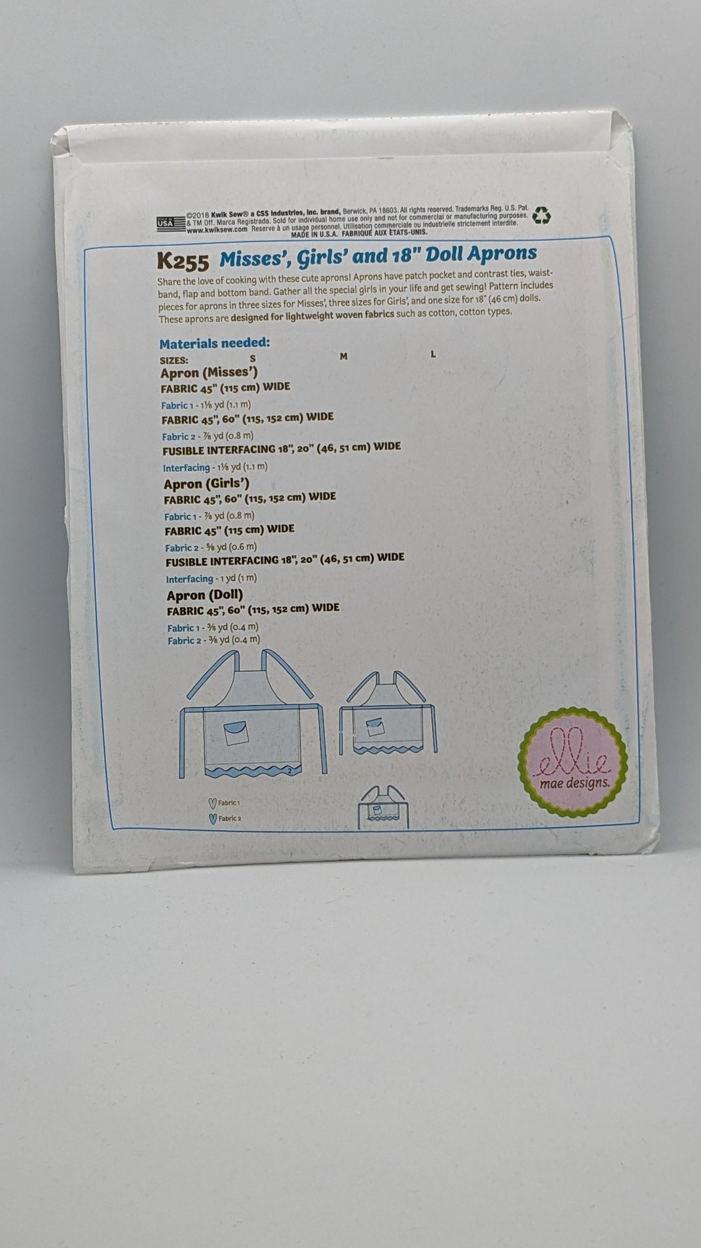 K0255 - Misses/ Girl & Doll Aprons