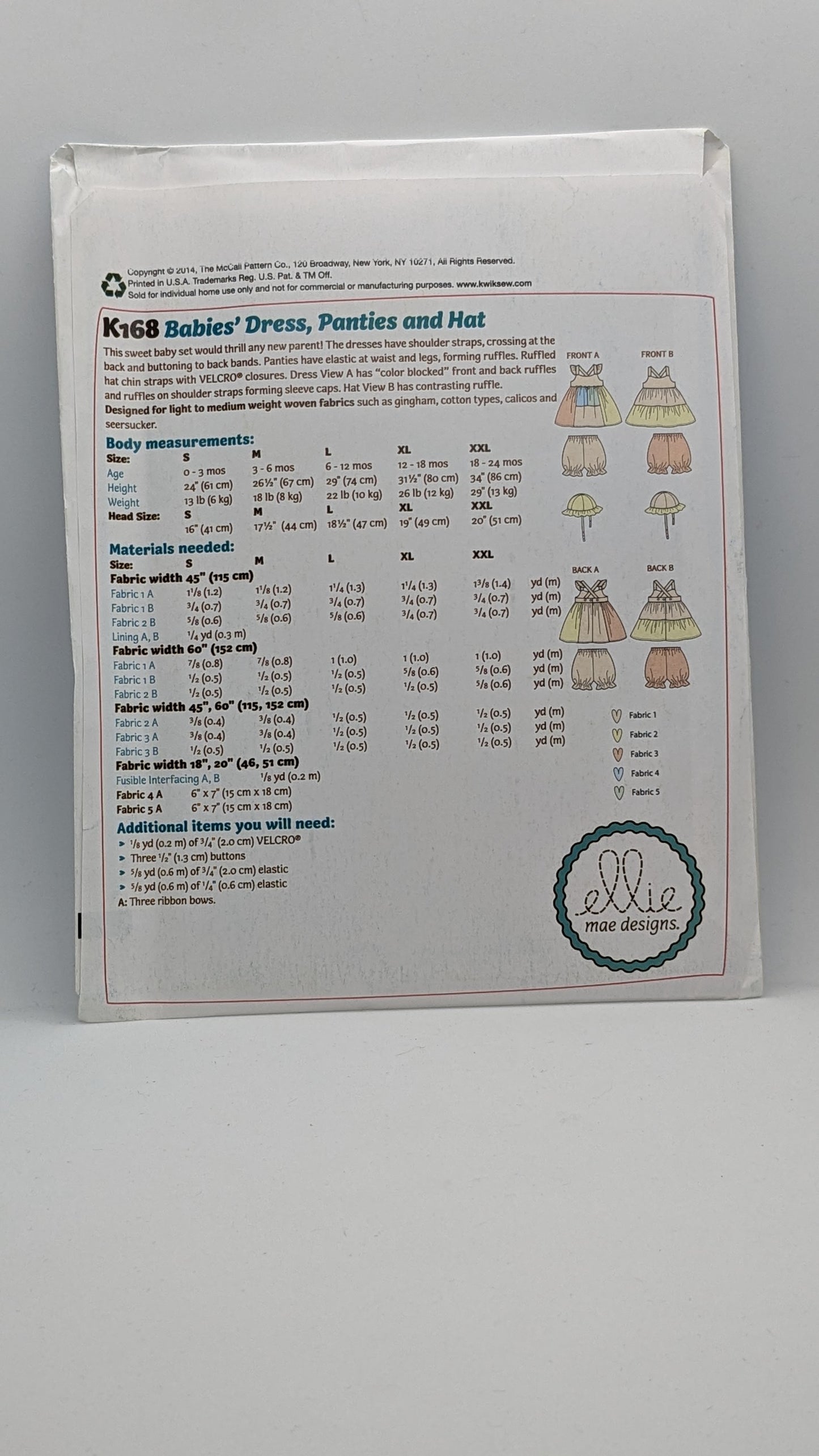 K0168 - Babies' Coordinating Dress & Hat