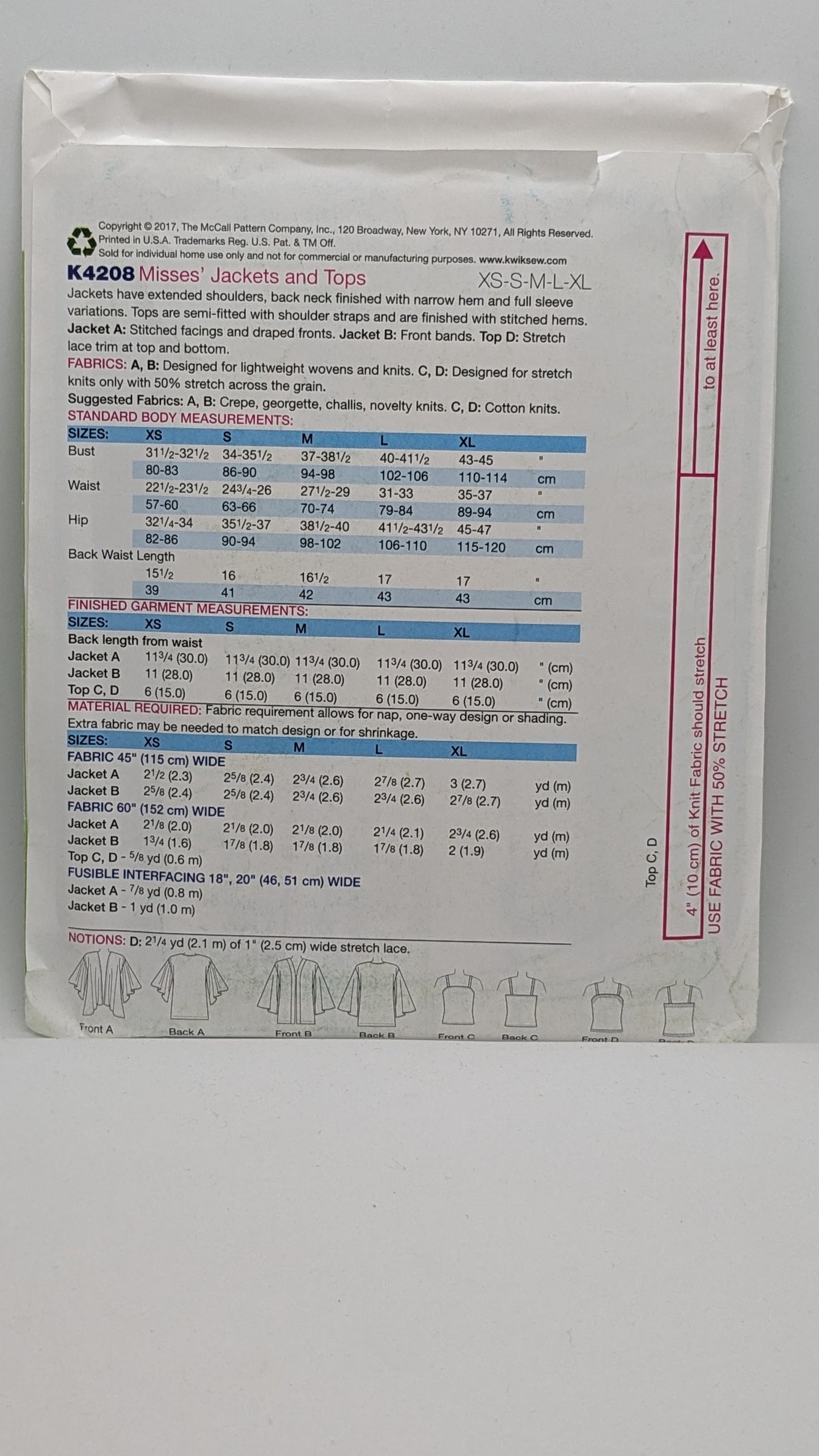 K4208 - Misses' Top & Open Front Jacket