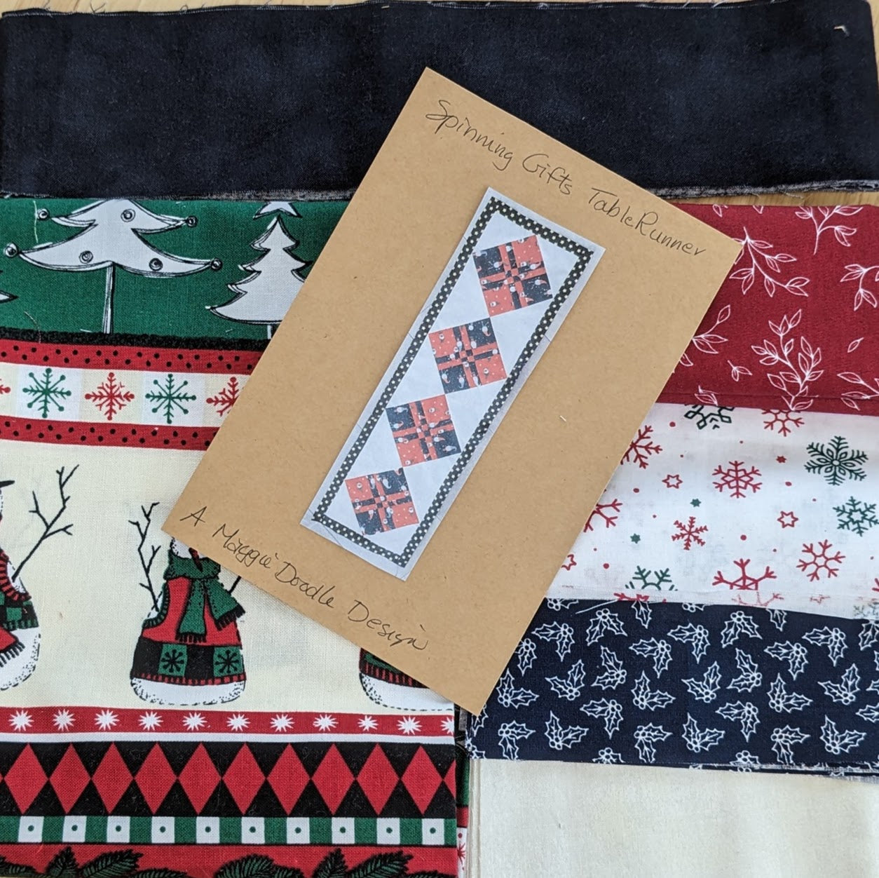Spinning Gifts Table Runner - Maggie Doodle Design