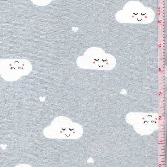 Flannelette - Clouds - Grey