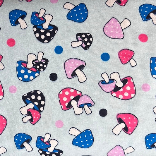 Flannelette - Mushrooms - Grey