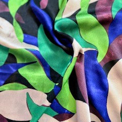 Luxe Leaves Viscose Satin - Green