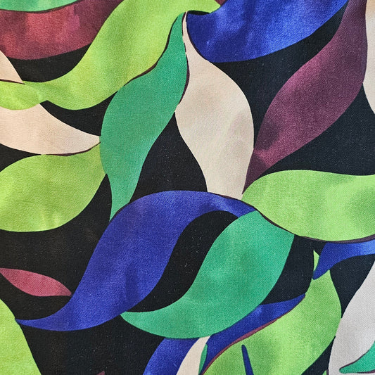 Luxe Leaves Viscose Satin - Green