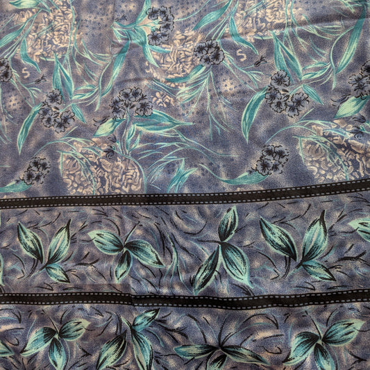 Vintage Printed Rayon - Turquoise - Roll End