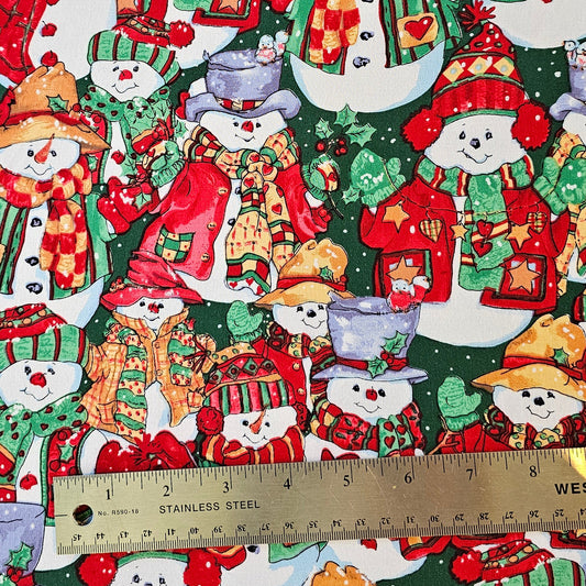 Vintage Snowmen Christmas Cotton - Roll End