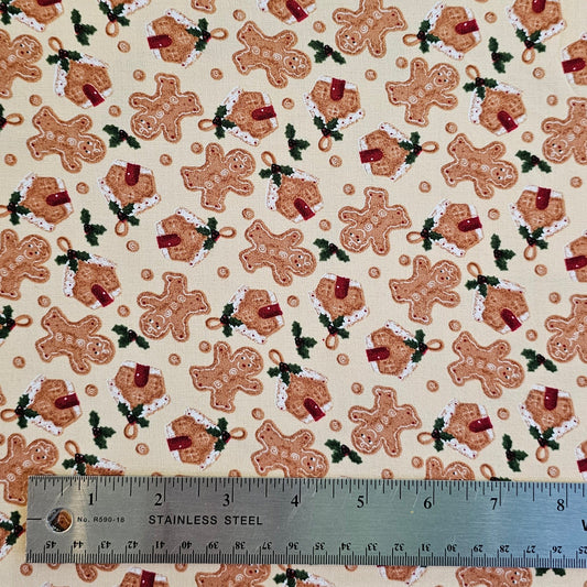 Vintage Gingerbread Christmas Cotton - Roll End