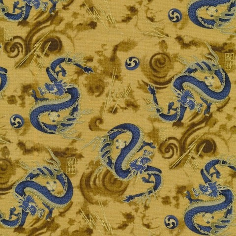 Metallic Cotton: Dragons - Gold