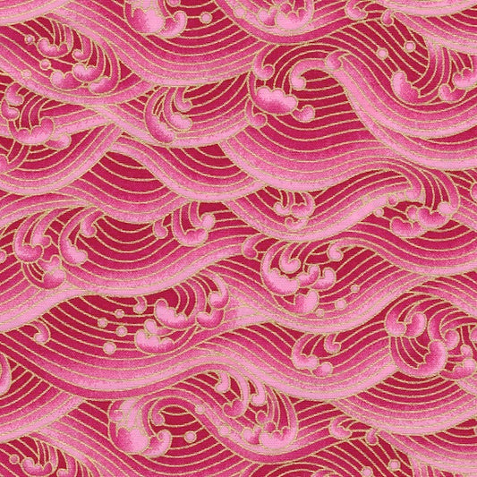 Metallic Cotton: Waves - Pink