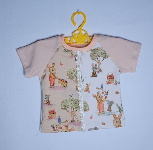 Children's 3M Creamy Peach Bunnies with Lace Tee