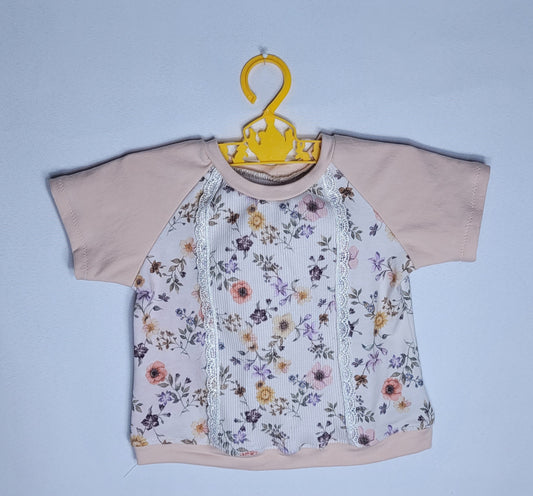 Children's 3M Pink Floral & Lace Tee