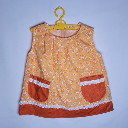 Children's 1T Peach & Orange Sleeveless Dress