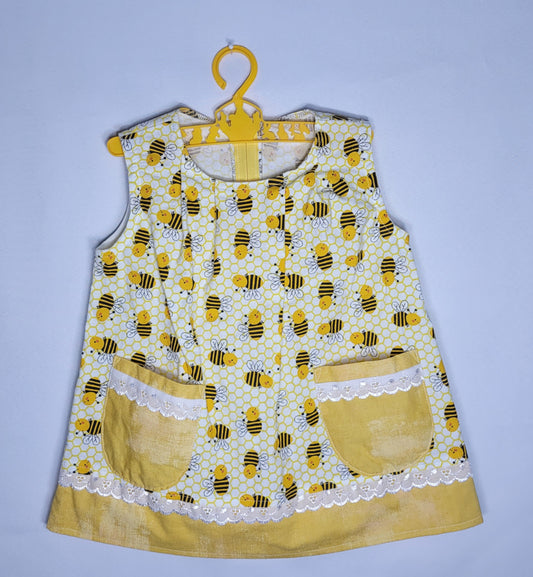 Children's 2T Bumble Bee Pockets Sleeveless Dress