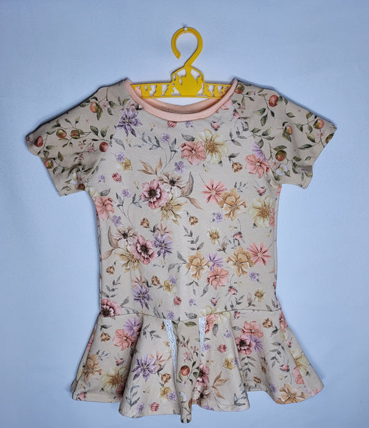 Children's 3T Peach Floral with Lace Dress