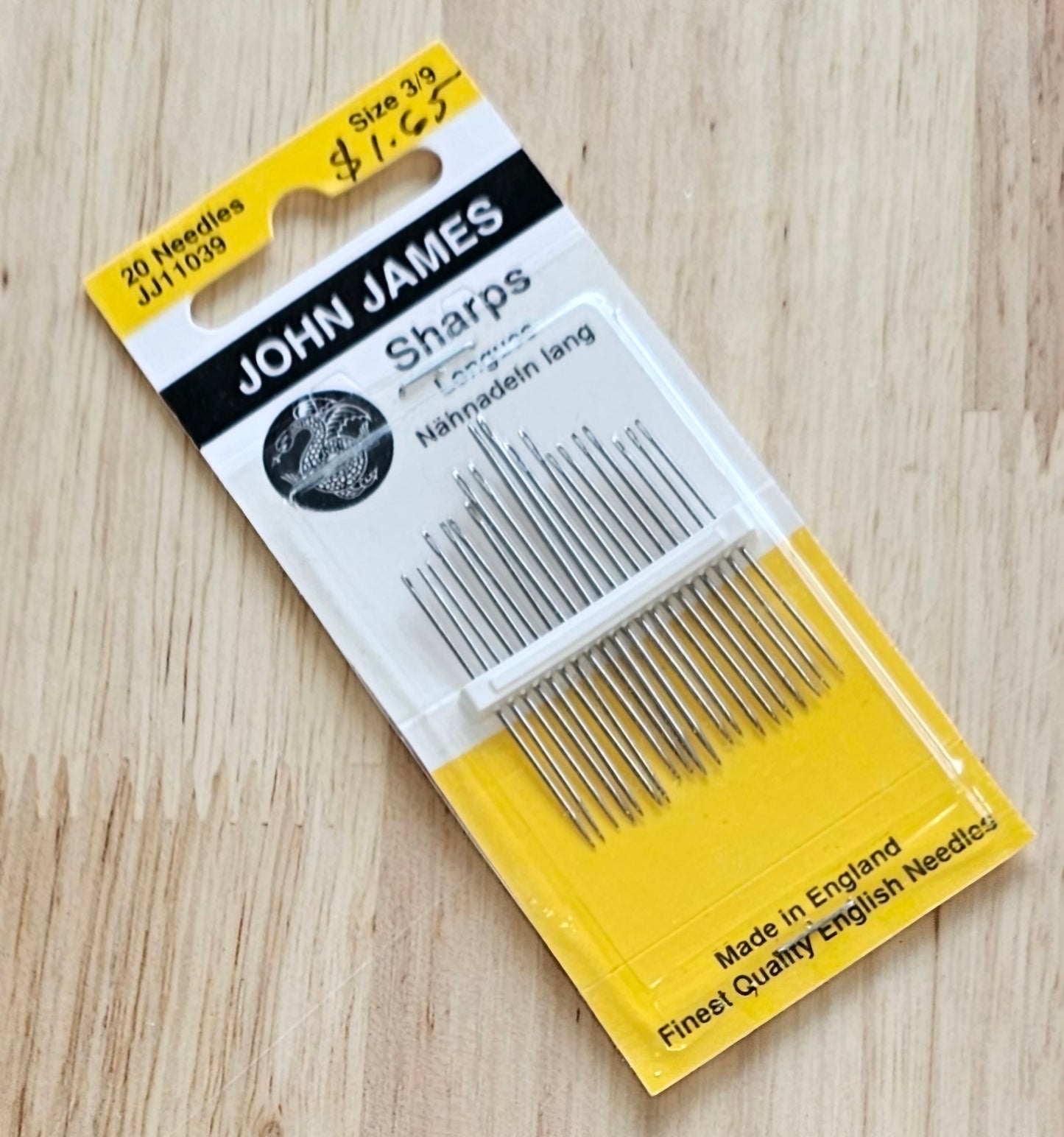 John James Hand Needles  Sharps Size 3/9