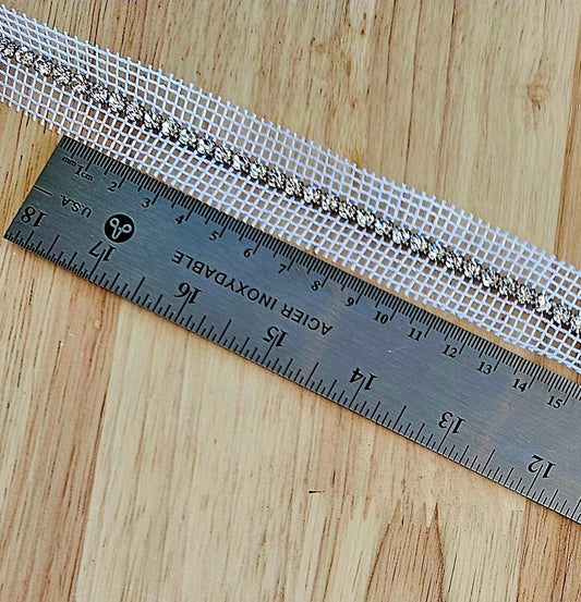 Rhinestone Trim w/Silver Metal Base - Silver - 4mm