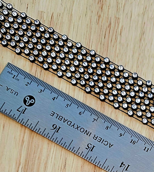 5&6 Row Rhinestone Trim - Black - 25mm