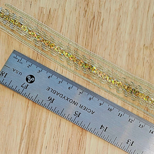 Metallic Trim w/Sequin - Gold - 25mm