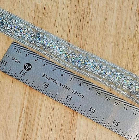 Metallic Trim w/Sequin - Aqua - 25mm