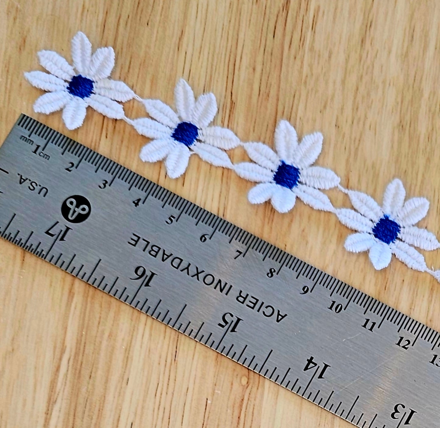 Daisy Guipure Lace - Blue - 27mm