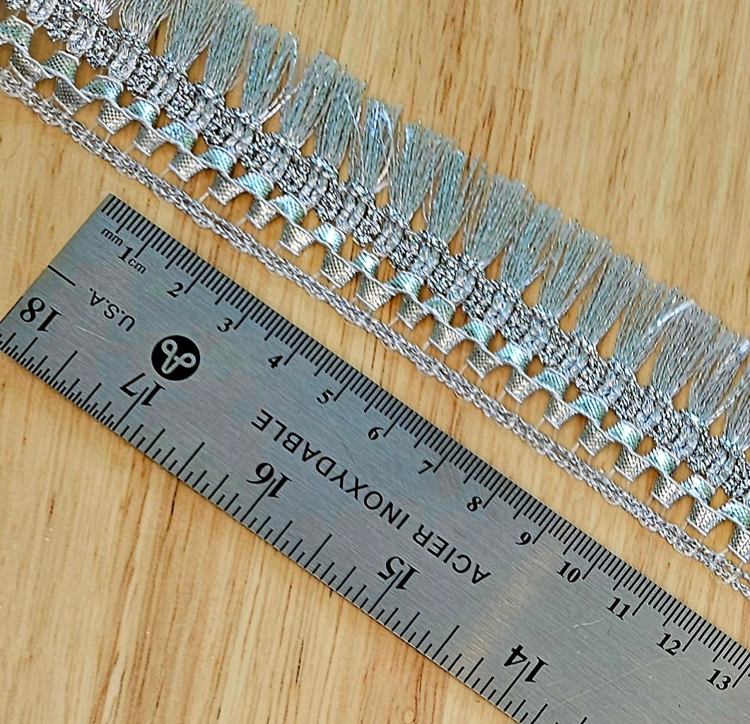 Metallic Fringe - Metallic Sliver - 35mm