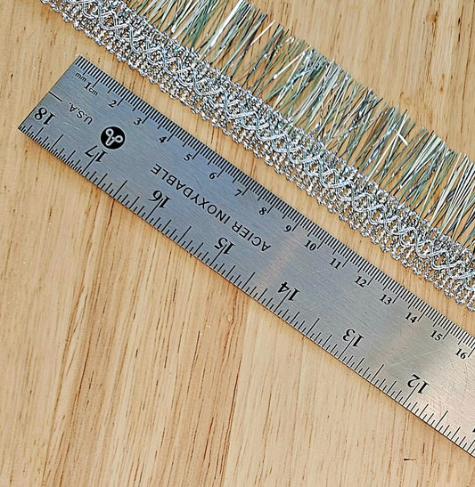 Tinsel Fringe - Metallic Silver - 42mm