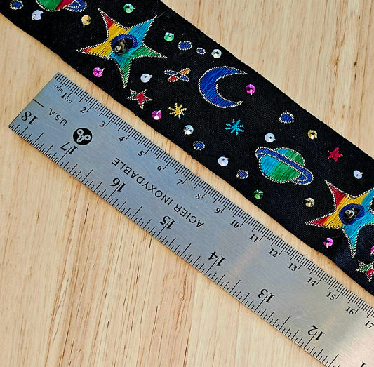 Vintage Space Trim - Black - 50mm