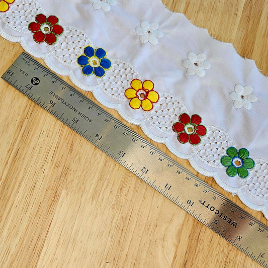 Flat Eyelet Lace -White - 120mm