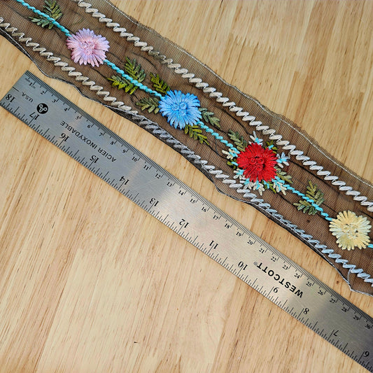 Floral Embroidered Mesh 60mm