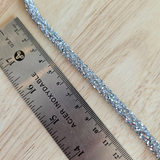 Rhinestone Tubular Cord - Silver - 5mm