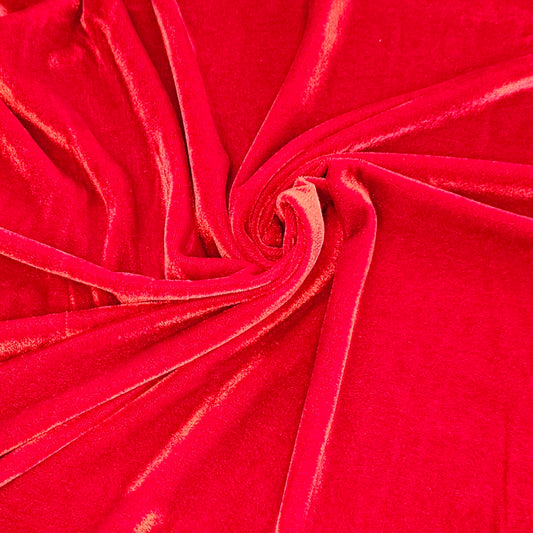 Stretch Velvet - Bright Red