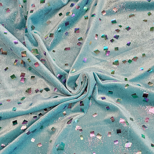 Stretch Velvet - Confetti Aqua