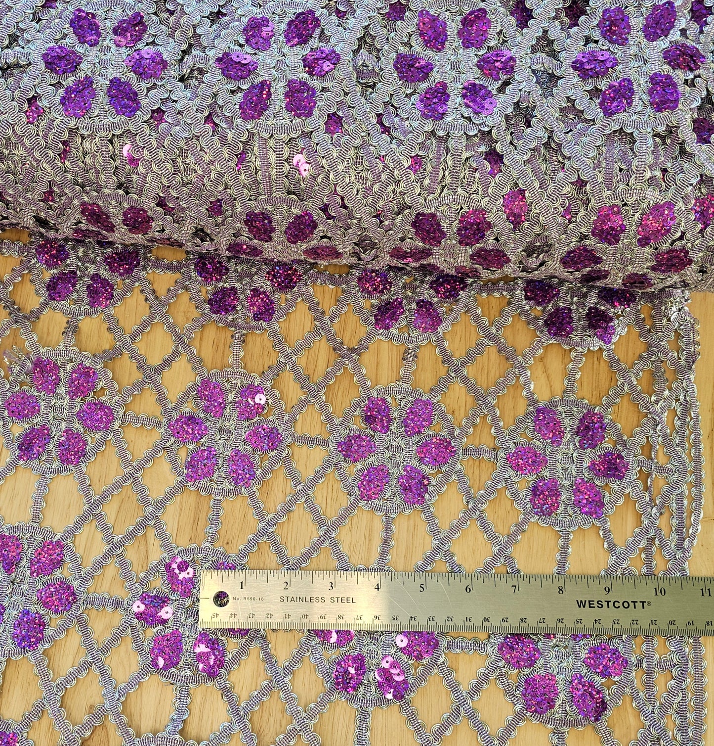 Metallic & Sequin Lattice - Purple on Silver