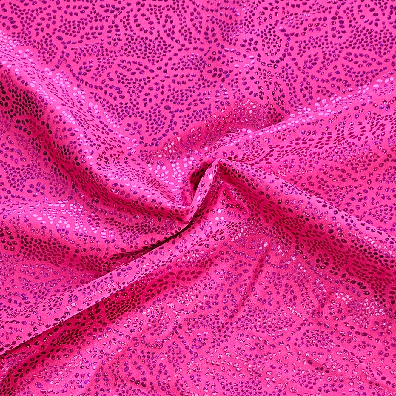 Dancewear Spandex - Foil Floral - Hot Pink