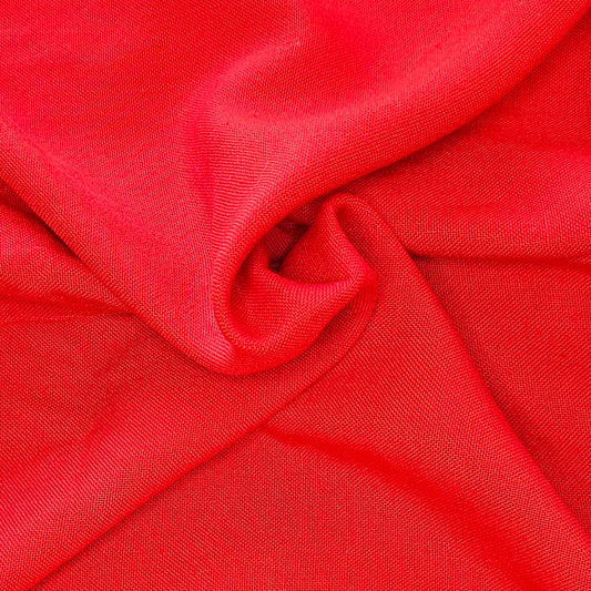 Faux Linen Suiting - Red - Roll End