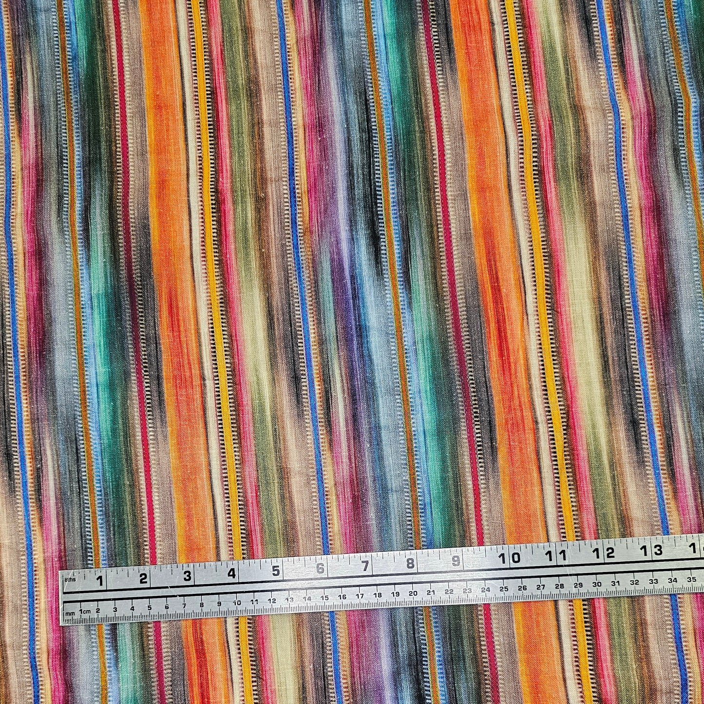 Stripped Digital Print Viscose Linen - Orange